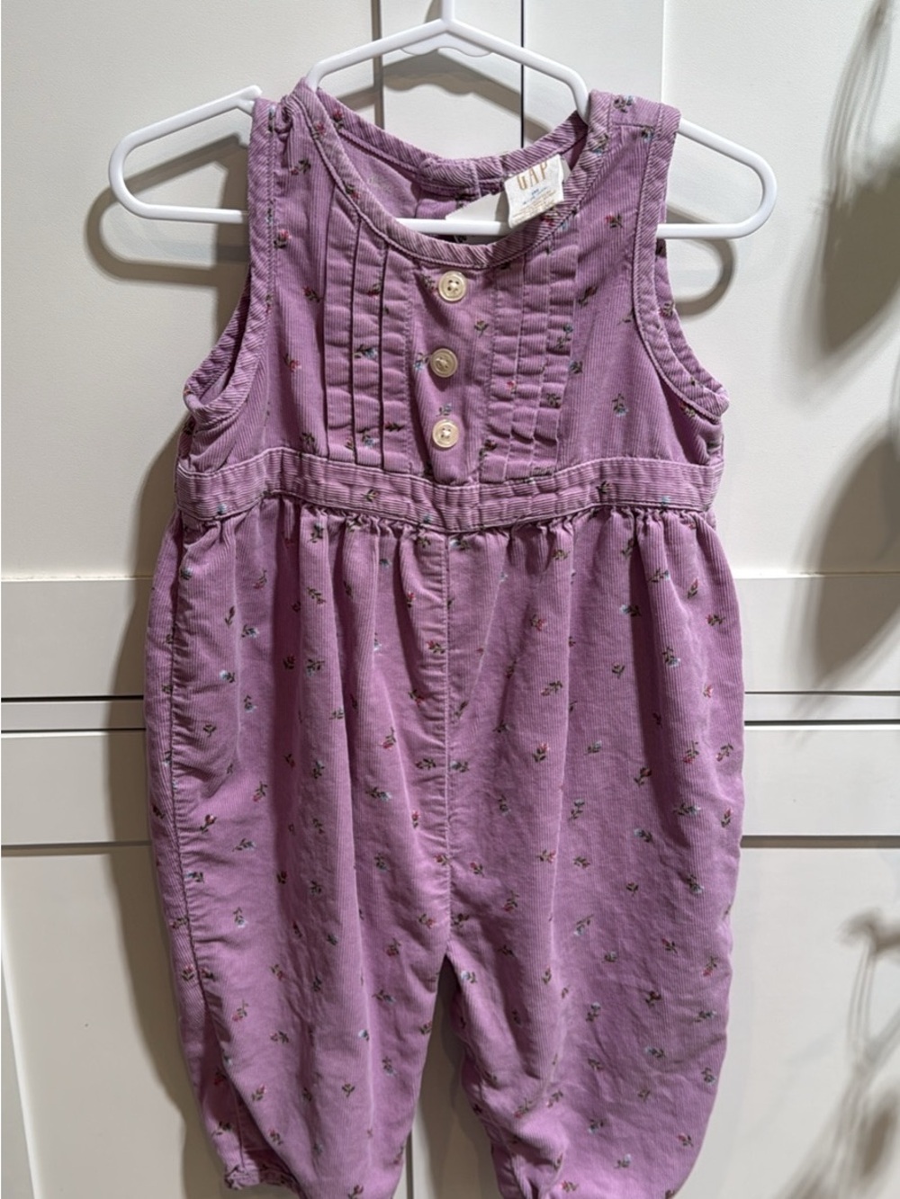 Vintage GAP Lavender Floral Corduroy Baby Romper